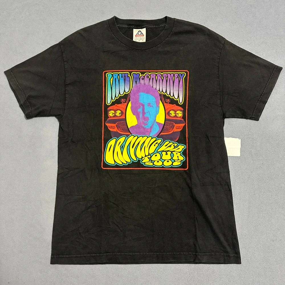 Paul‎ McCartney Driving USA Tour 2002 T-Shirt AAA Alstyle Concert Black Mens L